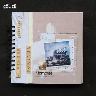 Album handmade scrapbook Memories gáy lò xo dán được 30-40 ảnh kt 20x20cm nhiều chủ đề