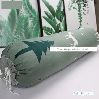 (Giá xưởng) Áo gối ôm, vỏ gối ôm loại to mẫu Tuần Lộc Xanh bao gối dài poly cotton 30x100cm loại đẹp