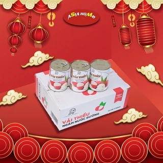 01 thùng 12 lon vải thiều nước đường Cát Long 565 gr siêu ngon