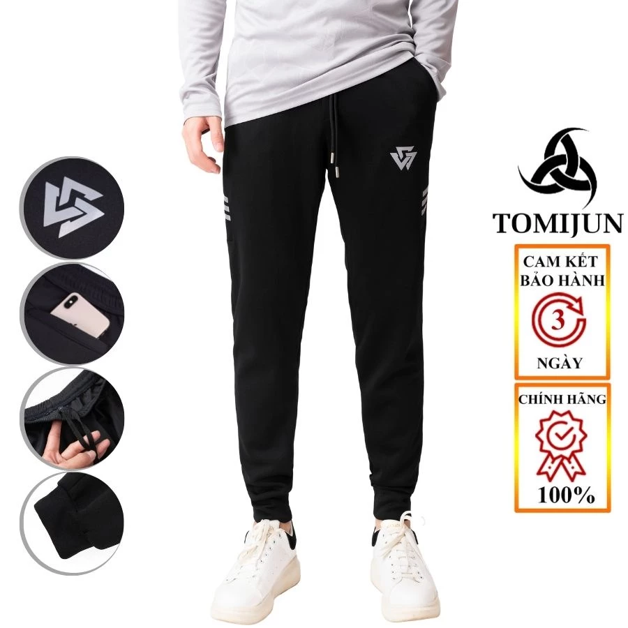 Quần jogger thể thao, quần dài nam cao cấp TOMIJUN mẫu mới nhất, vải nỉ co giãn, không bai xù, ống bo phong cách - QDW