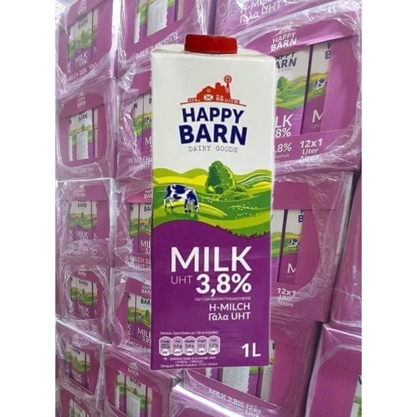 [Thùng 12 hộp] Sữa tươi nguyên kem Happy Barn, Oldenburger hộp 1 lít