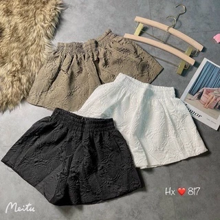 Quần shorts nữ xốp phồng in hoa nổi Hàng cao cấp