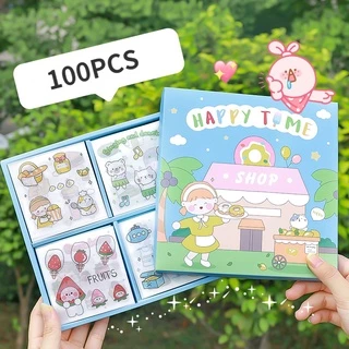 Bộ 100 Tờ Sticker Hoạt Hình Xinh Xắn Dùng Trong Trang Trí