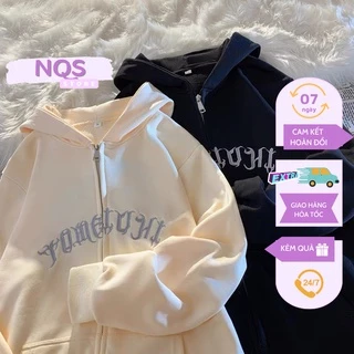 Áo Khoác Nỉ Hoodie Form Rộng NQS STORE Zip Hình Thêu Nam Nữ BASIC Ulzzang Unisex