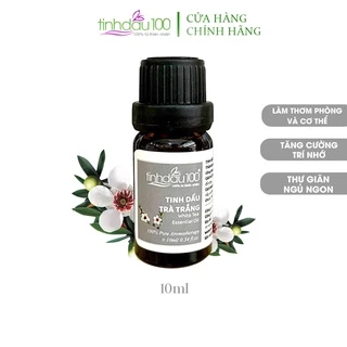 Tinh dầu trà trắng nguyên chất White Tea Essential Oil xông thơm phòng, xe ô tô, ngủ ngon lọ 10ml Tinh Dầu 100 Official