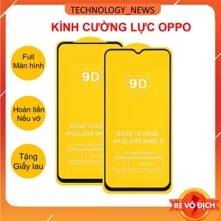 Kính Cường Lực Toàn Màn Hình Cho Oppo Reno 2/2F/3/4/5/6/6Z/7/7Z/A53/A54/A92/A16/94/A5s/F11 pro/f9/F7/A1k/A12/A31/A9/A5/A7/2020