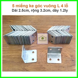 combo 5 Bát sắt ke góc, pát ke vuông 2.5cm trang trí sửa chữa nhà cửa, đồ gỗ nội thất Greenhouse - Ngôi Nhà Xanh