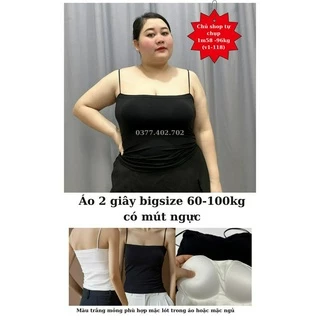 Áo hai dây sợi bún bigsize có mút ngực cotton co dãn (Đen/Trắng), 2 dây plussize 100kg MS0921