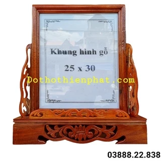 Khung Hình Chạm Gỗ Xà Cừ 25×30 Màu Đỏ