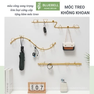 Móc Treo Quần Áo Sau Cửa, Gắn Tường Không Cần Khoan Chịu Tải Lớn Màu Vàng Đồng Kèm Móc Treo BlueBell