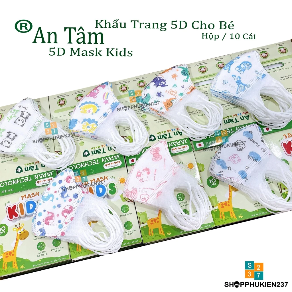 Set 50 Cái Khẩu Trang Cho Bé Cao Cấp Vải SMS Hàng Biden và An Tâm