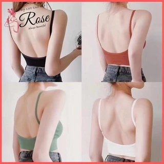 Áo Lót Áo Bra Cotton Len Tăm HỞ LƯNG Freesize Trẻ Trung - Rose 367