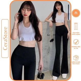 BIGSIZE Quần Ống Loe Legging Cotton Nữ Lưng Cao Co Dãn Hách Chân Tôn Dáng- Cera Store