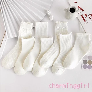 Tất cotton màu sắc đơn giản thời trang cho nữ