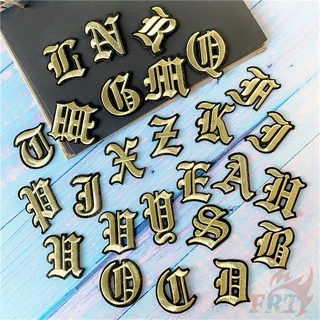 ☸ Old English Letters - Gold Iron-on Patch ☸ 1Pc Diy Iron on/Sew on Badges Patches