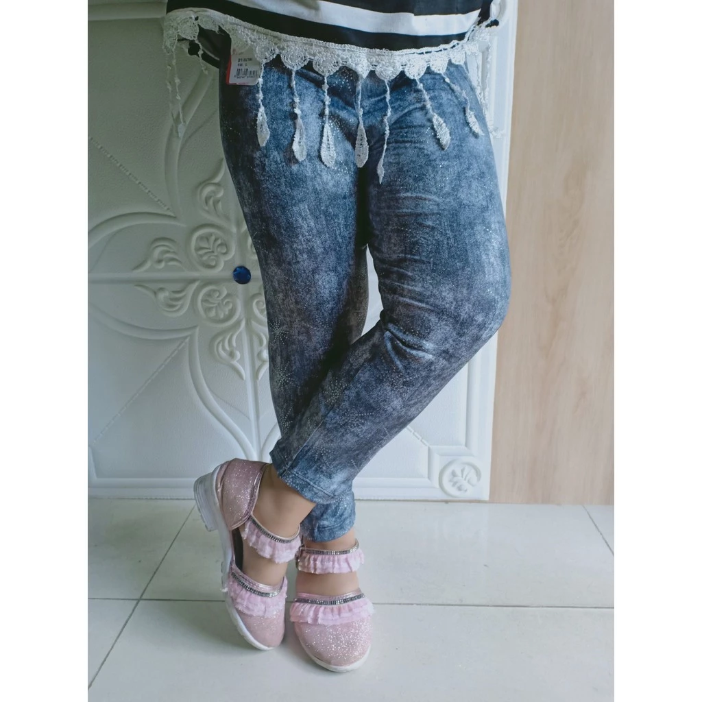 quần legging giả jean size đại cho bé gái/ người lớn 25-50kg( siêu co giãn)