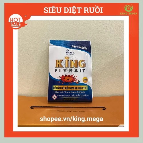 Bột diệt ruồi King Fly Bait - diệt ruồi vàng, ruồi giấm, ruồi cánh bướm - An toàn tuyệt đối( Gói 20g Trắng xanh)