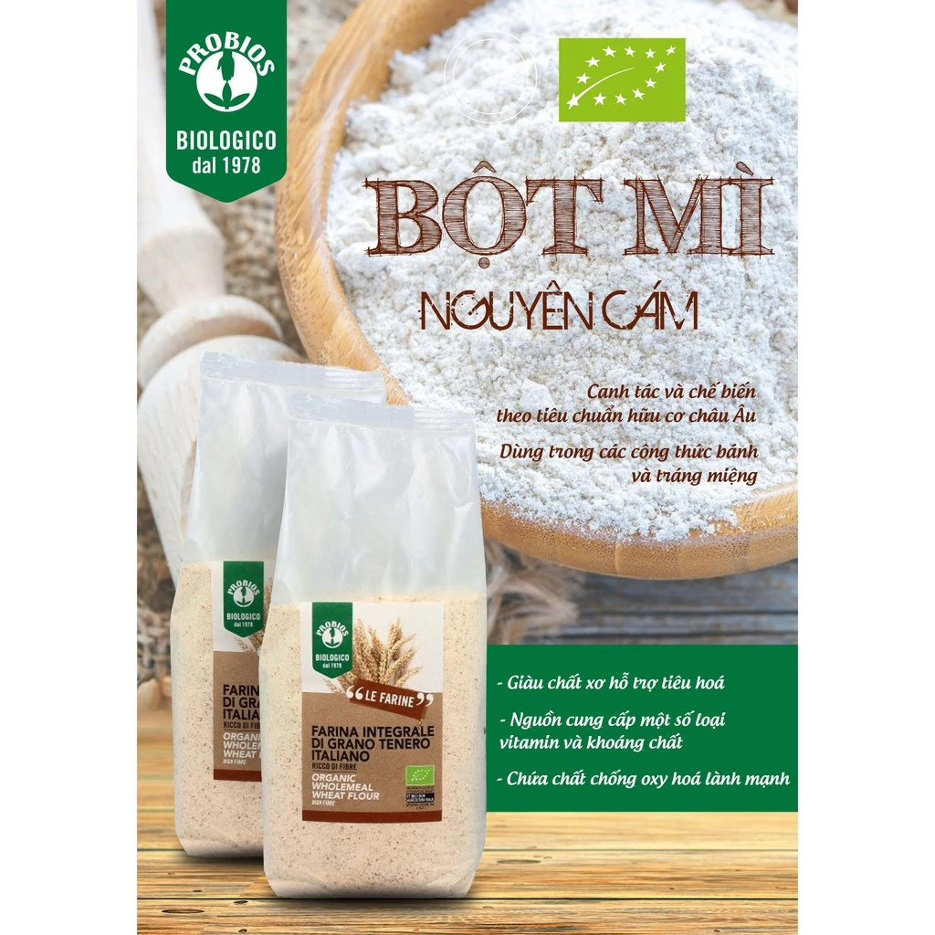 Bột Mì Nguyên Cám Hữu Cơ ProBios Ý 1kg