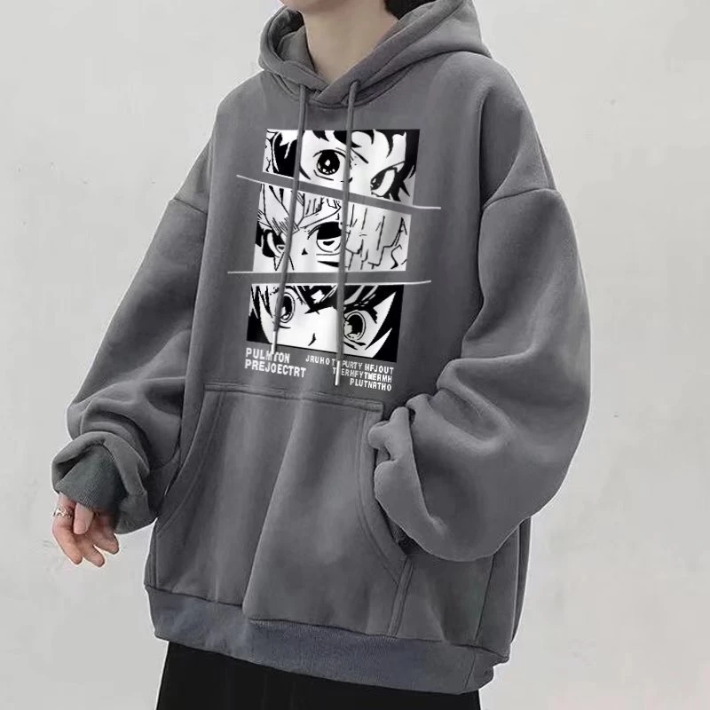 Áo hoodie Tay Dài In Họa Tiết Hoạt Hình Phong Cách hip hop Đường Phố Hàn Quốc Thời Trang Thu Đông Cho Nam m-8xl