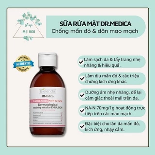 Sữa rửa mặt Bielenda Dr Medica Capillaries giảm mẩn đỏ, dị ứng, kích ứng, giãn mao mạch