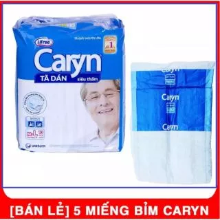 Tã dán/bỉm người già caryn bán lẻ 5 miếng