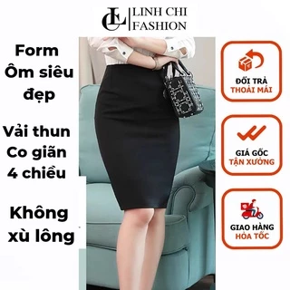 Chân Váy bút chì công sở LINH CHI vải thun cao cấp dài 52cm co giãn tốt  form siêu đẹp không bai nhão có túi giấu bê