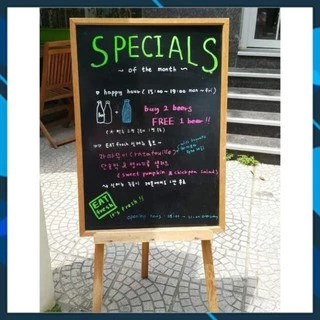 Bảng MENU đen viết phấn,viết bút dạ quang khung gỗ cao cao cấp dành cho các cửa hàng cafe,trà sữa,trà chanh,đồ ăn nhanh