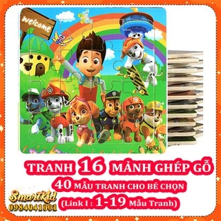 Tranh Xếp Hình 16 Mảnh Khung Bảng Gỗ Cho Bé 1- 5 Tuổi Nhiều Mẫu Mới