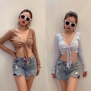 Áo croptop dài tay cột trước vnxk