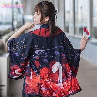 Áo Khoác Kimono Dáng Rộng In Họa Tiết Da Rắn Đỏ Phong Cách Harajuku Nhật Bản Thời Trang Mùa Hè Mới Cho Nam Và Nữ Yukata