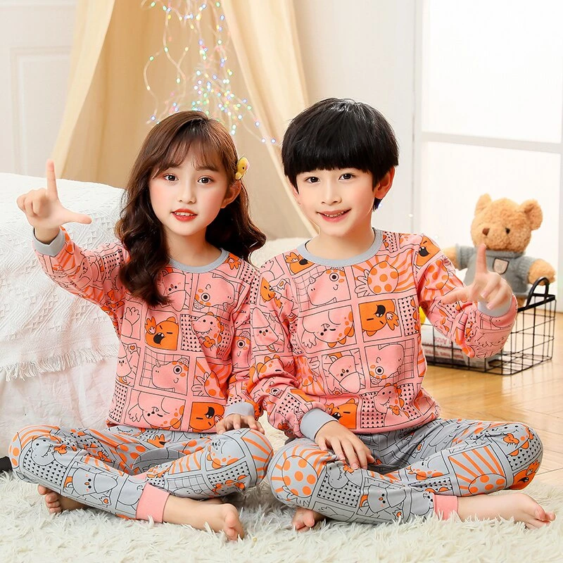 Bộ đồ ngủ vải cotton phong cách xuân đông thời trang cho bé 2-13 tuổi