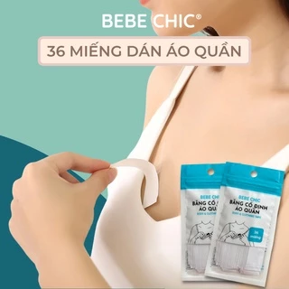 36 băng dính cố định quần áo BEBECHIC - Miếng dán chống lộ, hở ngực, vai áo unisex