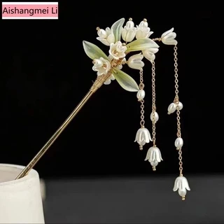 [Aishang Trang Sức Đẹp] Trâm Cài Tóc Tua Rua Phong Cách Hanfu Cổ Điển Thủ Công Hoa Lily of the Valley Series