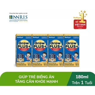 4 hộp Sữa bột pha sẵn Nuti Grow Plus xanh 180ml