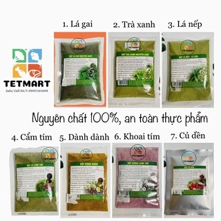 7 loại bột màu tự nhiên nguyên chất 100% lá gai, trà xanh, lá nếp, cẩm tím, dành dành, khoai lang tím, củ dền, Chợ Quê