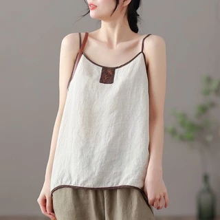 Áo Hai Dây Bằng Cotton Lanh Mỏng Thêu Họa Tiết Thời Trang Mùa Hè Mới Cho Nữ