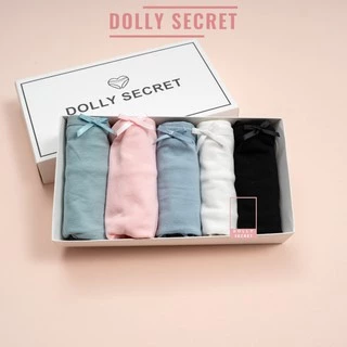 Quần lót nữ cotton trơn cao cấp kháng khuẩn đính nơ màu pastel học sinh dễ thương DOLLY-SECRET QL008