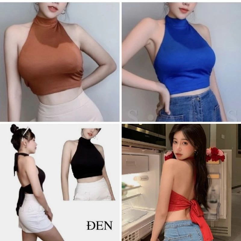 Áo Yếm kiểu Croptop phong cách Hàn Quốc thiết kế dây buộc