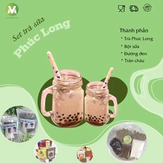 Set trà sữa phúc long trân châu đường đen tự pha, Nguyên liệu nấu trà sữa phúc long (4 món) tự làm thơm ngon