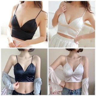 Áo Bra Croptop Phi Bóng Sexy Có Móc Gài Lưng-SATIN CROPTOP