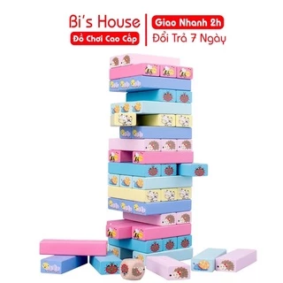 Đồ chơi rút gỗ 51 thanh nhiều màu hình con vật - đồ chơi thông minh Bi's House