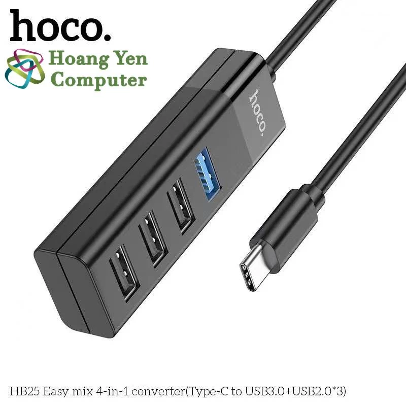 [TYPE C]Hub TYPE C ra USB 4 Cổng Hoco HB25 cho Laptop,laptop táo,ĐT-BH 1 năm-Hoàng Yến Computer