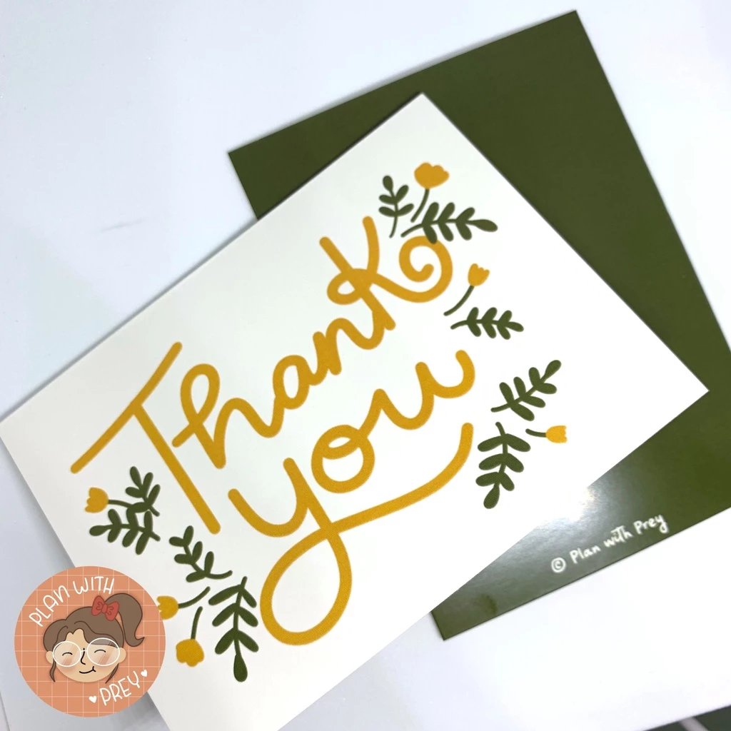 Thiệp cảm ơn Thank you card 9 x 12 cm kèm phong bì giấy kraft | Plan With Prey