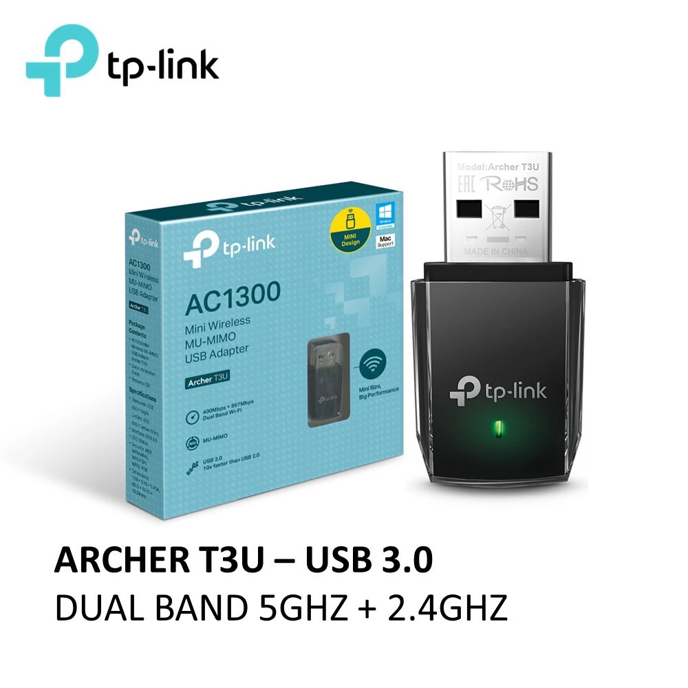 Usb wifi 5ghz TP-Link băng tần kép archer chuẩn AC T2U T3U T4U thu wifi cho pc laptop- Hàng chính hãng