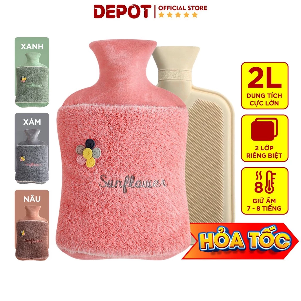 Túi sưởi ấm tay giữ nhiệt, túi chườm nóng lạnh giảm đau bụng kinh, lõi silicone cao cấp an toàn chịu lực