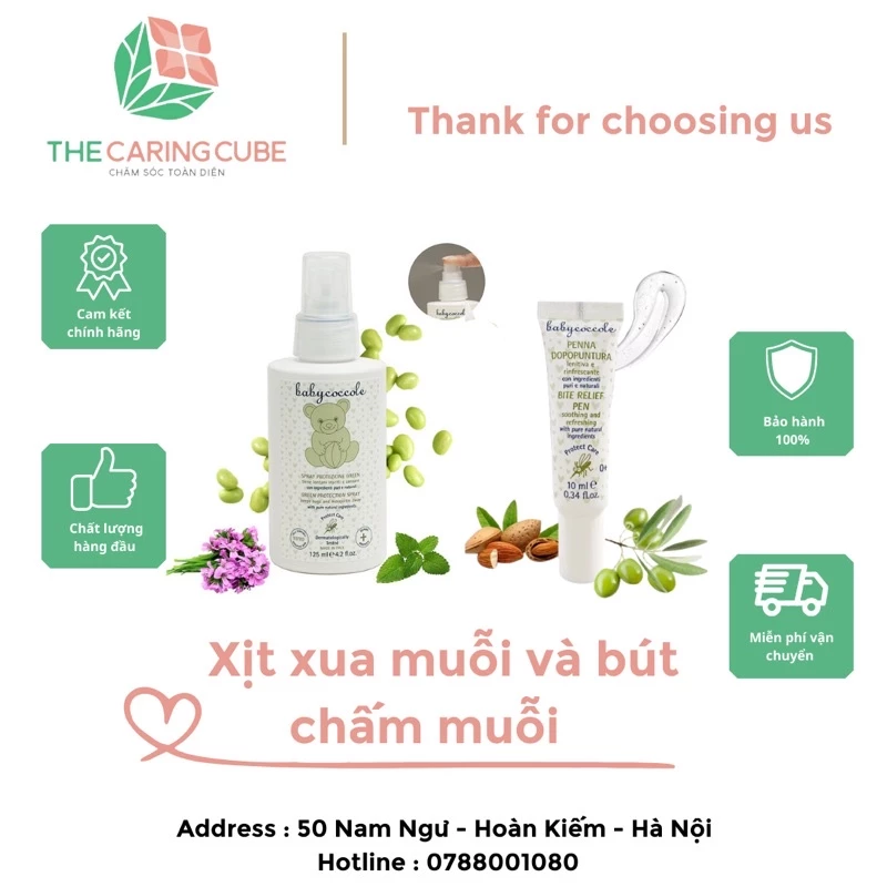 Xịt xua muỗi và bút chấm muỗi Babycoccole 0M+ chống muỗi cho bé và cả gia đình 125ml - The Caring Cube