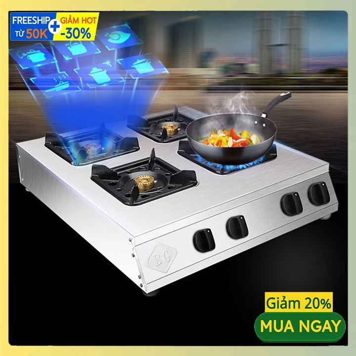 Bếp ga 4 lò vuông 4 họng nấu cơm niêu, bánh xèo