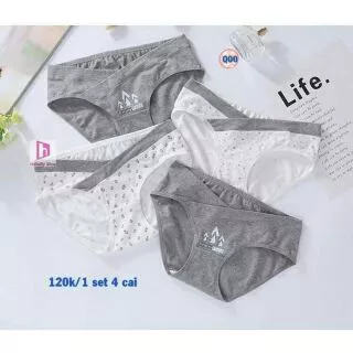 Set 4 Quần Lót Cạp Chéo Bà Bầu, 100% cotton