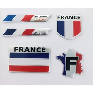 Tem Cờ FRANCE Nước Pháp Hợp Kim Nhôm Dán Trang Trí Xe Hơi