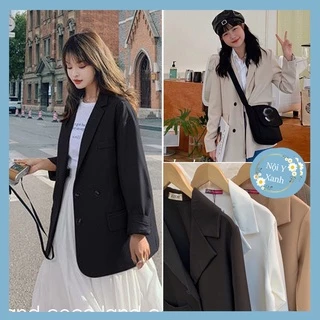 Áo Blazer nữ vest dài tay dài trơn cho nữ phong cách ulzzang - Chất mềm mại được chọn màu đen, be, nâu tây, trắng